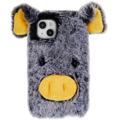 Husă Hibrida iPhone 14 Plus - Fluffy Plush - Porcul Gri