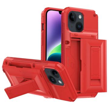 Husă Hibrid iPhone 14 Plus cu Suport - Card Storage - Roșu