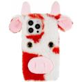 Husă Hibrida iPhone 14 Pro - Fluffy Plush - Vaca Roșu