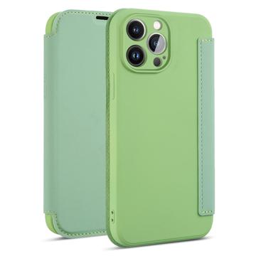 Husă Flip iPhone 14 Pro Max Stil Subțire - Verde Deschis