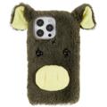 Husă Hibrida iPhone 14 Pro - Fluffy Plush - Porcul Verde