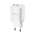 Forever TC-05-35CC Încărcător de perete GaN de 35W - 2xUSB-C, Power Delivery, Quick Charge - Alb