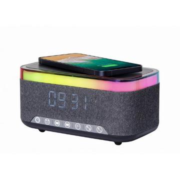 Gembird Ceas deșteptător digital cu lumini RGB, încărcare wireless 15W