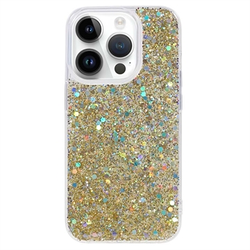 Husă TPU iPhone 15 Pro - Glitter Flakes - Auriu