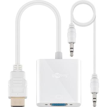 Adaptor HDMI / VGA cu Cablu AUX de 3.5mm - Goobay - Alb