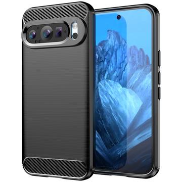 Husă TPU Brushed Google Pixel 9/9 Pro - Fibră de Carbon - Negru