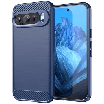 Husă TPU Brushed Google Pixel 9/9 Pro - Fibră de Carbon - Albastru