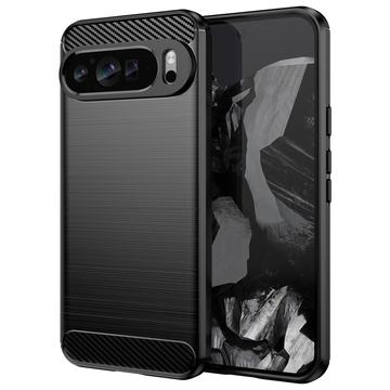 Husă TPU Brushed Google Pixel 9 Pro XL - Fibră de Carbon - Negru