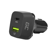 Încărcător auto Green Cell 48W cu USB-C Power Delivery și USB-A Quick Charge 3.0 - Încărcare rapidă pentru smartphone-uri și tablete