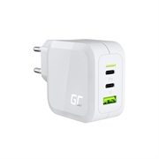 Încărcător Green Cell GC PowerGaN 65W - 2x USB-C Power Delivery & 1x USB-A, compatibil Quick Charge 3.0 - Alb