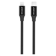 Cablu USB-C / Lightning Împletit GreyLime 18W - Certificat MFi - 2m - Negru