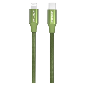 Cablu USB-C / Lightning Împletit GreyLime 18W - Certificat MFi - 2m - Verde