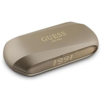 Căști fără fir cu carcasă de încărcare Guess Elongated Metallic Printed Logo - auriu