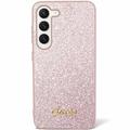 Husă Hibrid Samsung Galaxy S24 - Guess Glitter Flakes Metal Logo - Roz