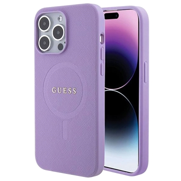 Husă Hibrid iPhone 15 Pro Max - Guess Saffiano - Compatibil MagSafe - Violet