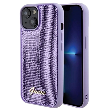 Husă iPhone 15 - Guess Sequin Script Logo - Violet