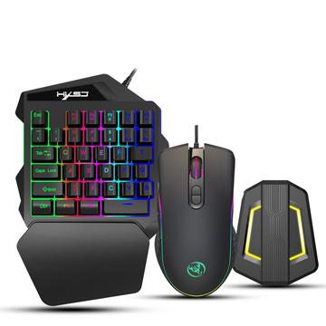 HXSJ P6 Convertor de tastatură pentru mouse + A867 RGB Game Mouse + V100 Set de tastatură pentru jocuri cu o singură mână V100