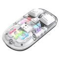 HXSJ T200 Mouse Bluetooth fără fir cu două moduri de funcționare și iluminare RGB - alb