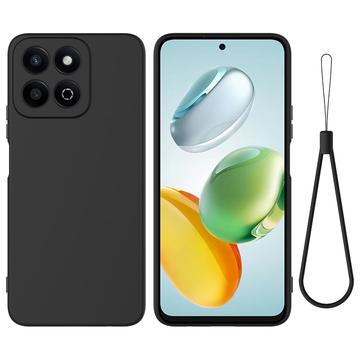 Husă din silicon lichid Honor 200 Smart cu curea de mana - negru