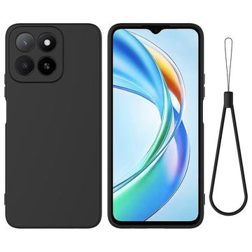 Husă din silicon lichid Honor X5b/X5b Plus cu curea de mana - negru