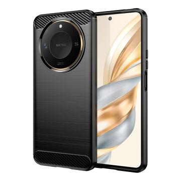 Husă TPU Brushed Honor X60 - Fibră de Carbon - Negru