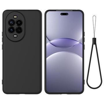 Husă din silicon lichid Huawei Nova 13 Pro cu curea de mana - negru