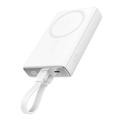 JOYROOM JR-PBM01 PD 20W 10000mAh încărcător wireless magnetic pentru telefoane cu cablu încorporat / Kickstand - alb