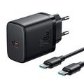 JOYROOM JR-TCF11 Set de încărcător de perete rapid de 25 W cu cablu USB-C la USB-C 60W de 1m, mufă UE