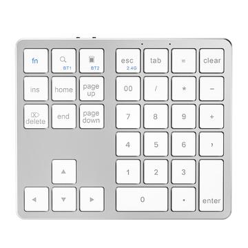 K-35 Bluetooth Keypad Slim 35-Keys Computer Laptop Keyboard Tablet Accesorii - Argintiu alb