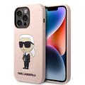 Husă Silicon iPhone 15 Pro - Karl Lagerfeld Ikonik - Roz