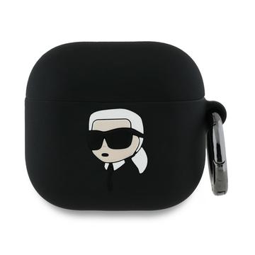 Husă Silicon AirPods 4 - Karl Lagerfeld Karl Head 3D - Negru