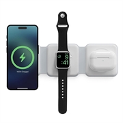 Ksix 3 în 1 încărcător wireless pliabil 15W - iPhone, Apple Watch, AirPods - alb