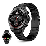 Ksix Titanium AMOLED Smartwatch - curea din oțel inoxidabil și silicon - negru