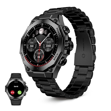 Ksix Titanium AMOLED Smartwatch - curea din oțel inoxidabil și silicon - negru