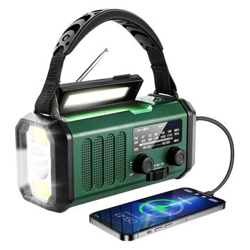 Lippa Radio FM de urgență cu manivelă, panou solar, busolă și bancă de energie de 10000mAh - Verde