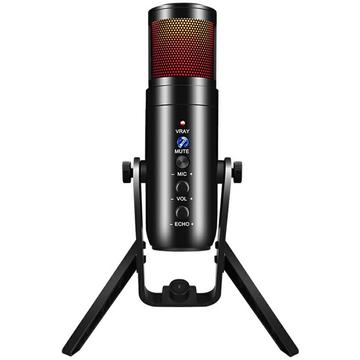 MU900MAX RGB Light Karaoke Microfon - E-Sports Gaming Condenser Mic cu suport de birou