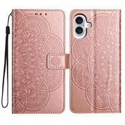 Husă Portofel iPhone 16 Plus - Mandala - Auriu Roze