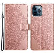 Husă Portofel iPhone 16 Pro Max - Mandala - Auriu Roze