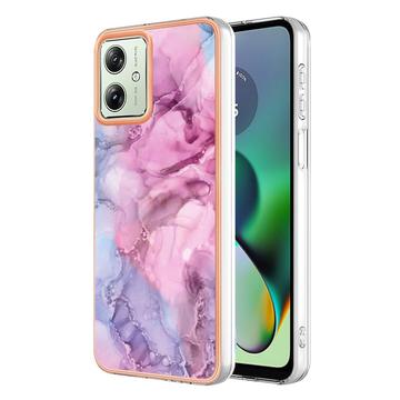 Husă TPU Motorola Moto G54 - Marble Pattern Electroplated IMD - Albastru / Roz