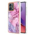 Husă TPU Motorola Moto G84 - Marble Pattern Electroplated IMD - Albastru / Roz