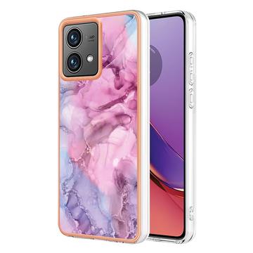 Husă TPU Motorola Moto G84 - Marble Pattern Electroplated IMD - Albastru / Roz