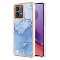 Husă TPU Motorola Moto G84 - Marble Pattern Electroplated IMD - Albastru