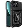 Husă Hibridă Motorola Edge 50 Neo cu Inel Rotativ cu Ecran pentru Cameră - Negru