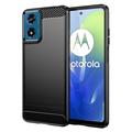 Husă TPU Brushed Motorola Moto G04/G24 - Fibră de Carbon - Negru