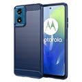 Husă TPU Brushed Motorola Moto G04/G24 - Fibră de Carbon - Albastru