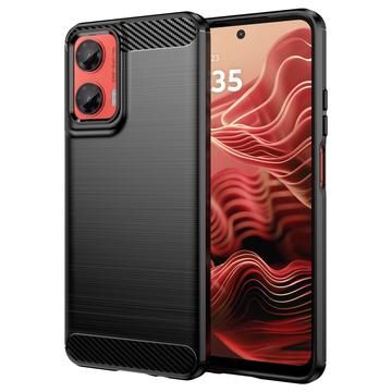 Husă TPU Brushed Motorola Moto G35 - Fibră de Carbon - Negru