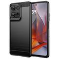 Husă TPU Brushed Motorola Moto G75 - Fibră de Carbon - Negru