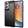 Husă TPU Brushed Motorola Moto G85/S50 Neo - Fibră de Carbon - Negru