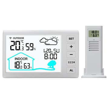 Stație meteo multifuncțională fără fir cu ceas de alarmă - interior și exterior