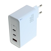 Încărcător OTB USB GaN 100W - 2x USB-C & 1x USB-A, încărcare rapidă cu Power Delivery - Alb